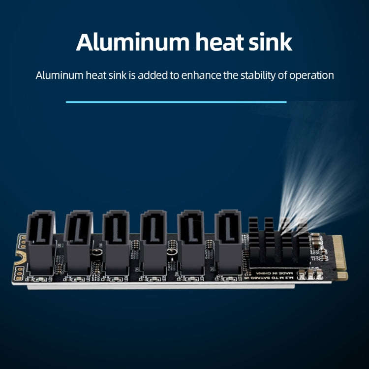 M2 M-EKY PCIE3.0 To SATA6G Transfer Expansion Card 6 Port Hard Disk Expansion Adapter Card(PH516)