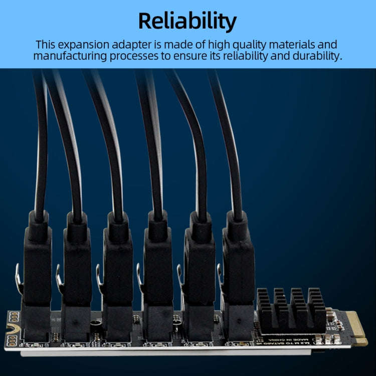 M2 M-EKY PCIE3.0 To SATA6G Transfer Expansion Card 6 Port Hard Disk Expansion Adapter Card(PH516)