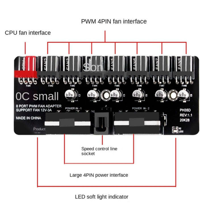 PWM Fan Hub Computer CPU Fan Extender(Big 4Pin Interface)