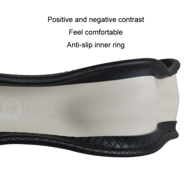 38cm Car Embossed Leather Steering Wheel Cover, Color: Black Blue