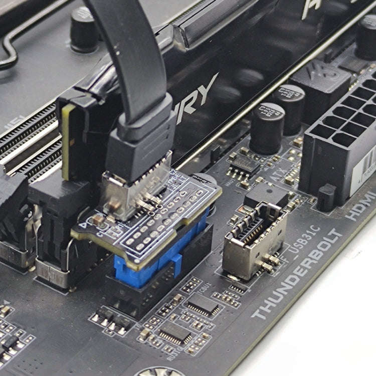 USB 3.0 19PIN Header to Type-E Front A-Key Interface Extend USB Ports to PC, Spec: Upward