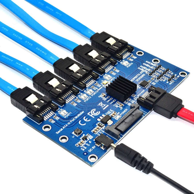 SATA2.0 3Gbps JMB321 Chip SATA Expansion Card 1 to 5 Port Riser Card