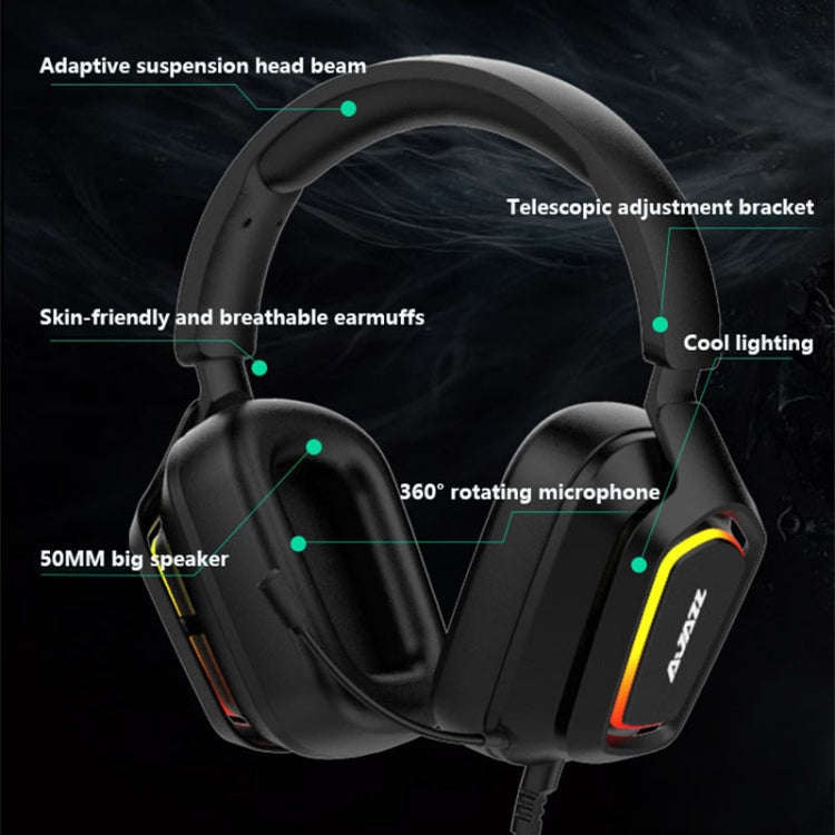 Ajazz AX368 Computer Game Audio Recognition RGB Headset 3.5mm Version (Black)