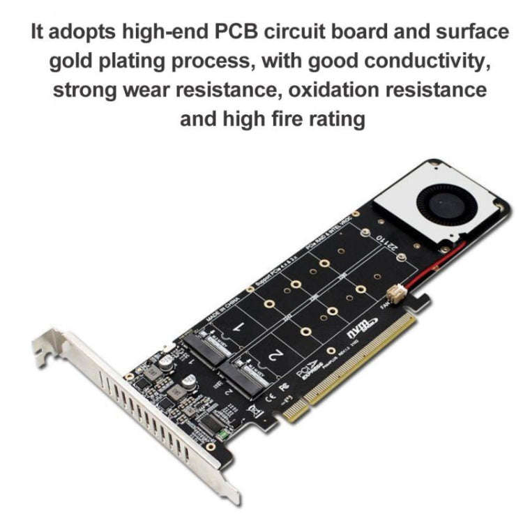 PCI-E X16 to M.2 M-key NVME X4 SSD RAID Array Expansion Adapter Support 2242/2260/2280/22110(PH44...