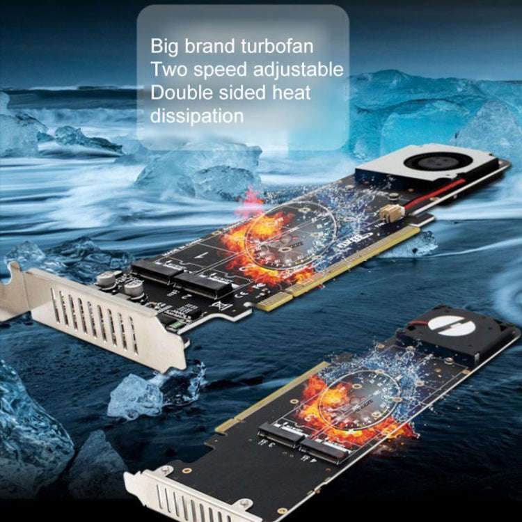 PCI-E X16 to M.2 M-key NVME X4 SSD RAID Array Expansion Adapter Support 2242/2260/2280/22110(PH44...