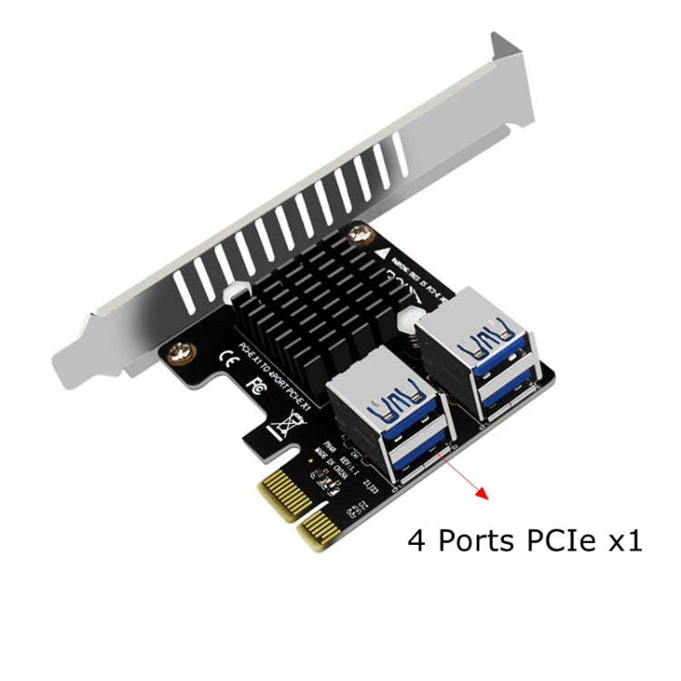PCIE To PCI-E4 Port USB3.0 Expansion Card Graphics Card Extension(Full High Baffle)