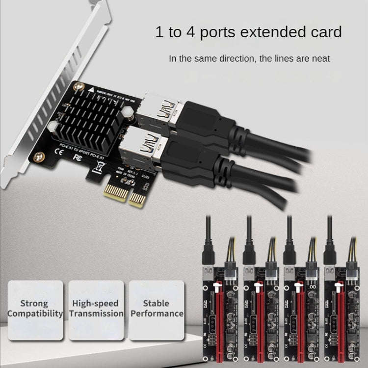 PCIE To PCI-E4 Port USB3.0 Expansion Card Graphics Card Extension(Full High Baffle)