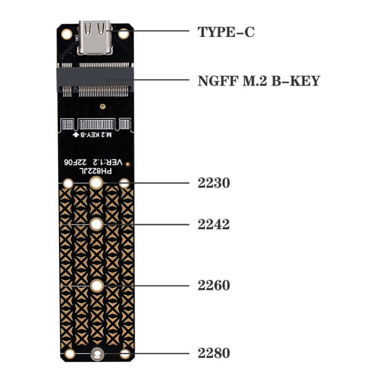 NGFF M.2 Bkey SATA Hard Disk SSD To USB3.1 Type-C / USB-C Expansion Card Conversion Board(Black)