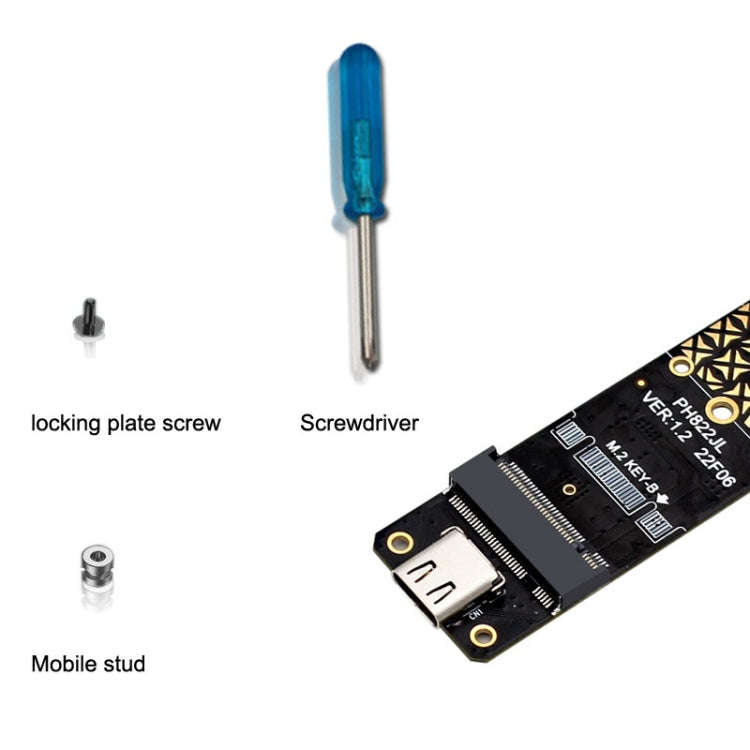 NGFF M.2 Bkey SATA Hard Disk SSD To USB3.1 Type-C / USB-C Expansion Card Conversion Board(Black)