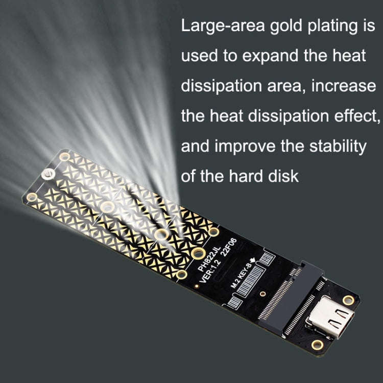 NGFF M.2 Bkey SATA Hard Disk SSD To USB3.1 Type-C / USB-C Expansion Card Conversion Board(Black)