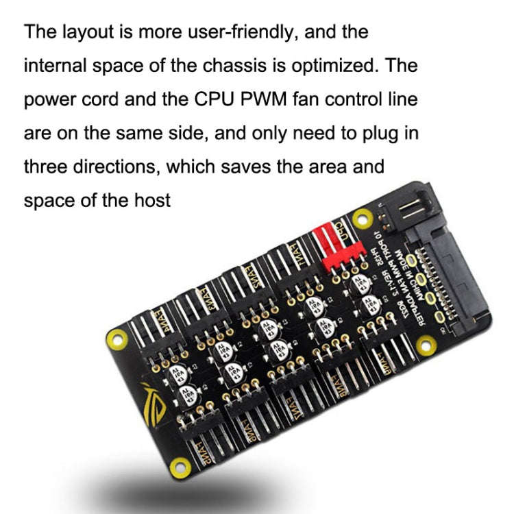 PWM Fan Hub Desktop Computer CPU Fan Expander Supports 3Pin&4Pin(Black)