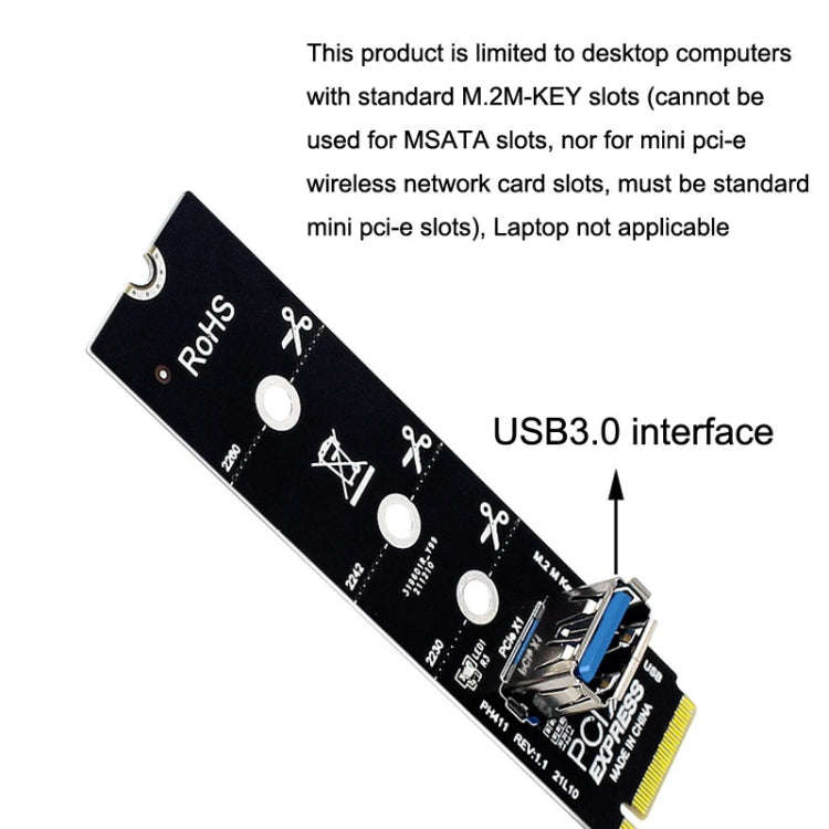 5pcs NGFF M.2 Rotor PCI-E Channel USB3.0 Transfer Card Graphics Extension Transfer(Black)