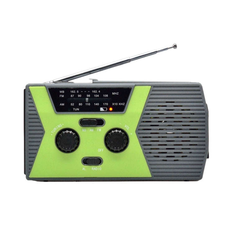 AM/FM/NoAA 2000mAh Emergency Radio Portable Hand Crank Solar Powered Radio(Green)