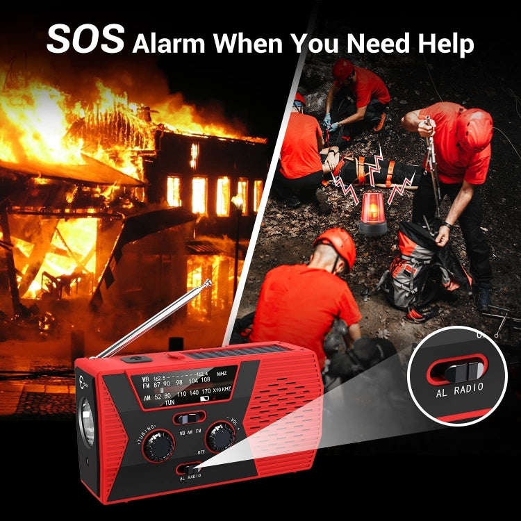 AM/FM/NoAA 2000mAh Emergency Radio Portable Hand Crank Solar Powered Radio(Green)