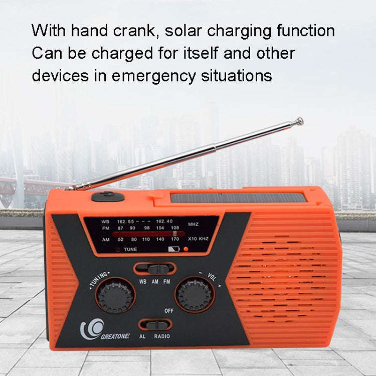 AM/FM/NoAA 2000mAh Emergency Radio Portable Hand Crank Solar Powered Radio(Green)