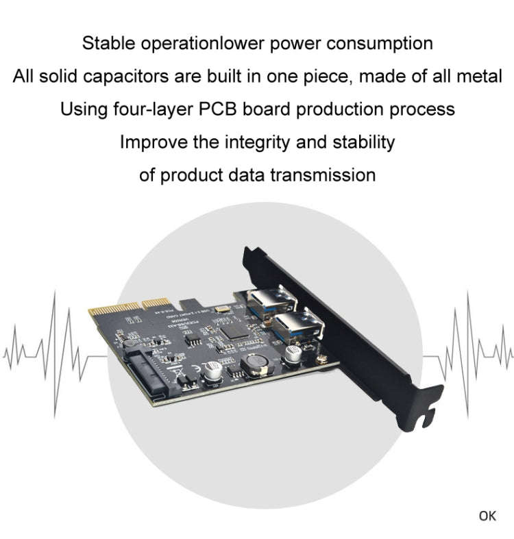 USB3.2 Expansion Card GEN2 Type-A Port ASMedia ASM3142 Transfer 10Gbps(Black)