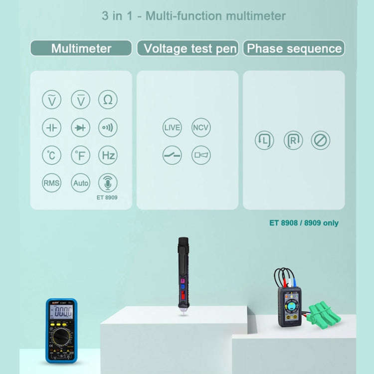 WinAPEX  ET8906  Digital Multimeter Voltage Test Pen Capacitance Meter Diode NVC Tester