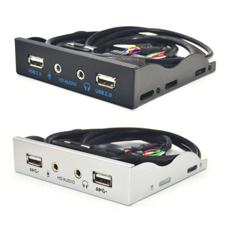 3.5-Inch  2 USB 2.0+HD AUDIO Port Desktop PC Case Floppy Drive Front Panel(Black)