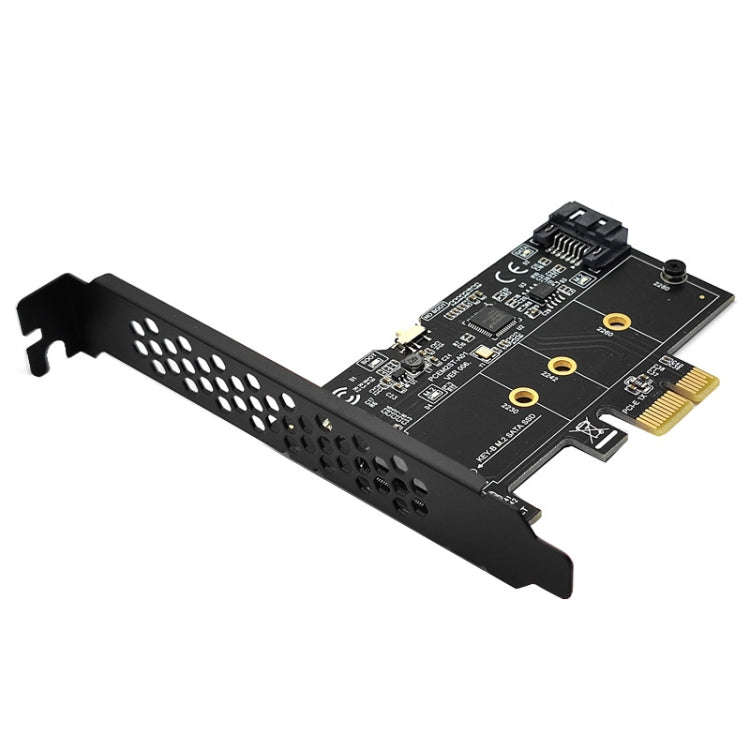 PCI-E to SATA3.0+M2 NGFF Expansion Card 6G Hard Disk Transfer Card(Black)