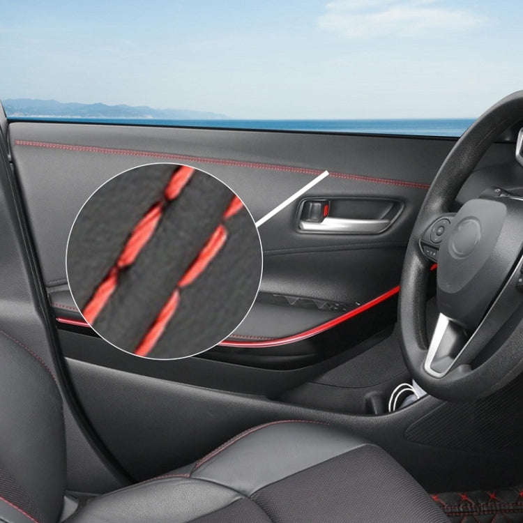 2m Car Center Console Interior Modification Leather Gap Strip(Black Red)