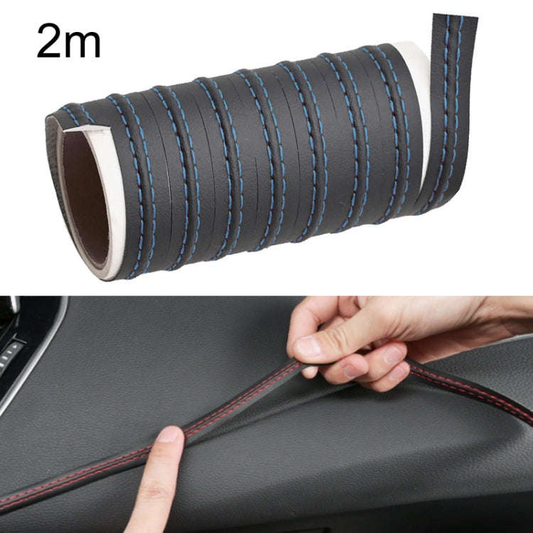 2m Car Center Console Interior Modification Leather Gap Strip(Black Blue)
