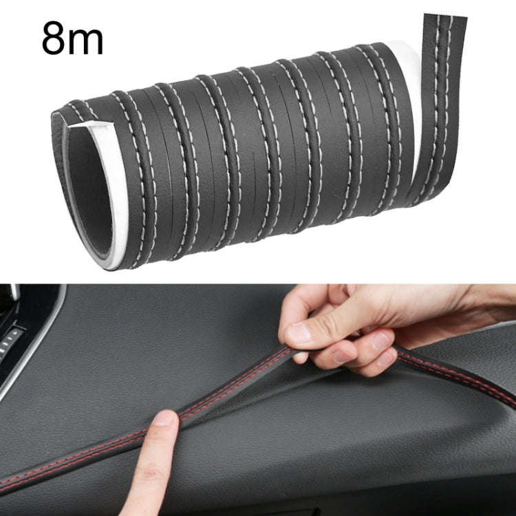8m Car Center Console Interior Modification Leather Gap Strip(Black Beige)