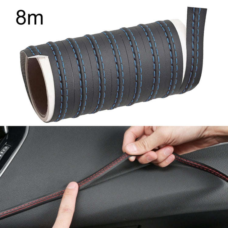 8m Car Center Console Interior Modification Leather Gap Strip(Black Blue)
