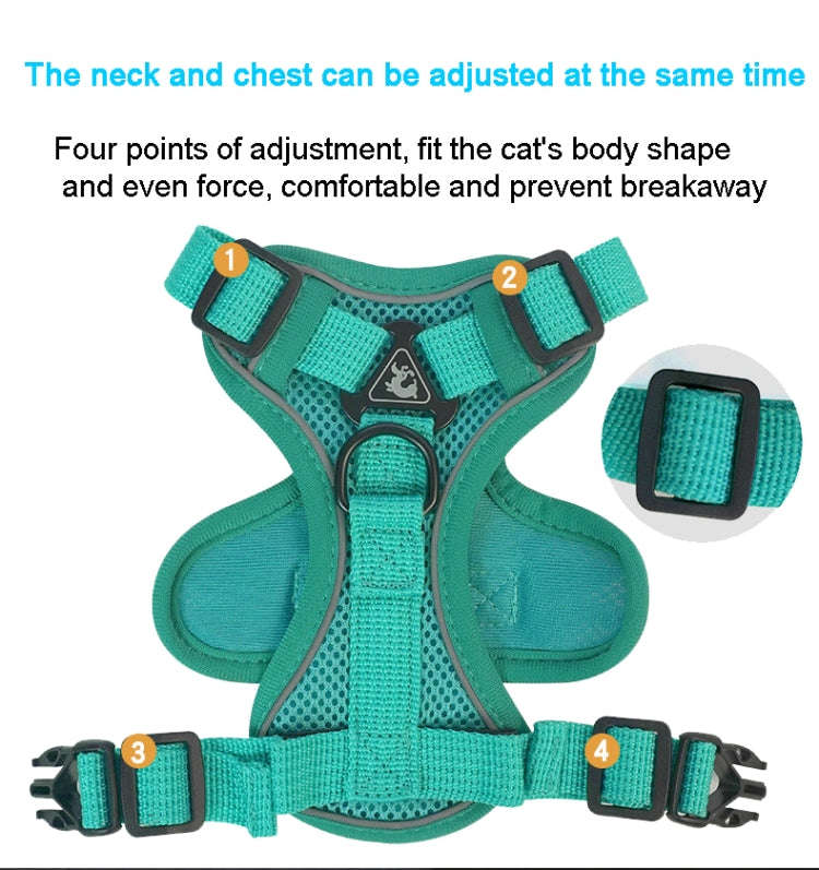 Pet Vest Harness + Traction Rope Set Reflective Breathable Dog Cat Harness, Size: XL(Blue)