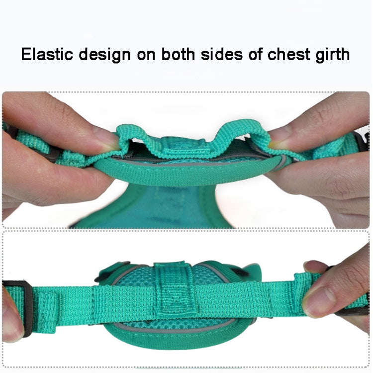 Pet Vest Harness + Traction Rope Set Reflective Breathable Dog Cat Harness, Size: S(Blue)