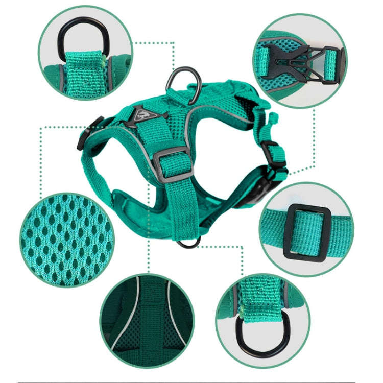 Pet Vest Harness + Traction Rope Set Reflective Breathable Dog Cat Harness, Size: XL(Blue)