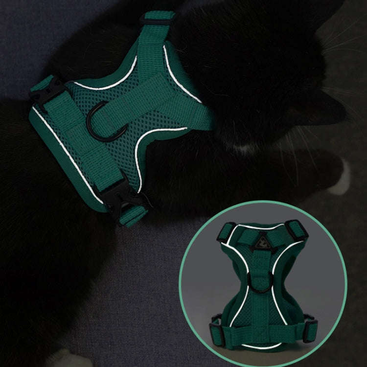 Pet Vest Harness + Traction Rope Set Reflective Breathable Dog Cat Harness, Size: M(Coffee)