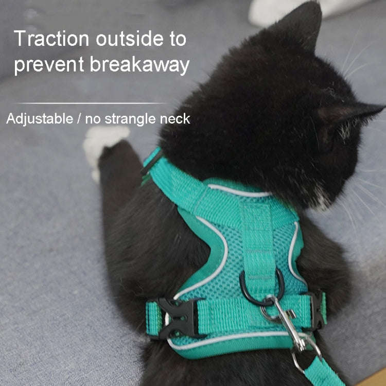 Pet Vest Harness + Traction Rope Set Reflective Breathable Dog Cat Harness, Size: M(Red)