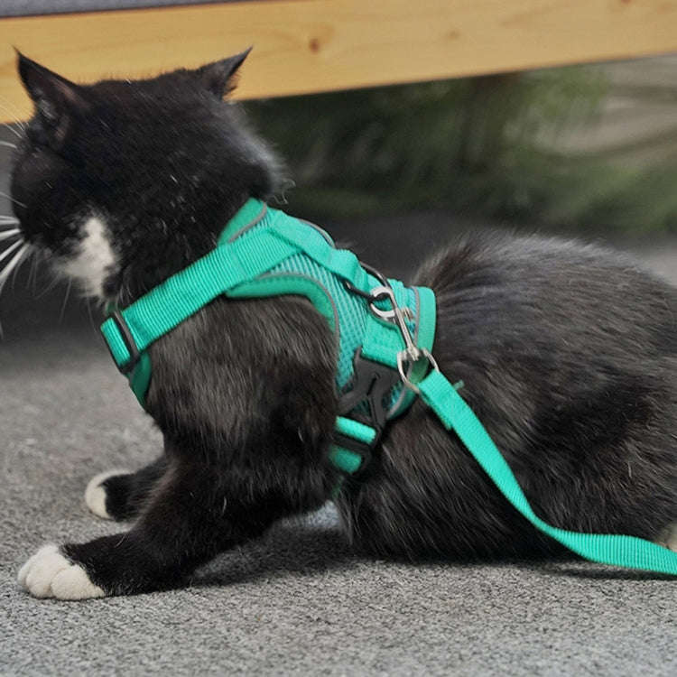 Pet Vest Harness + Traction Rope Set Reflective Breathable Dog Cat Harness, Size: M(Red)