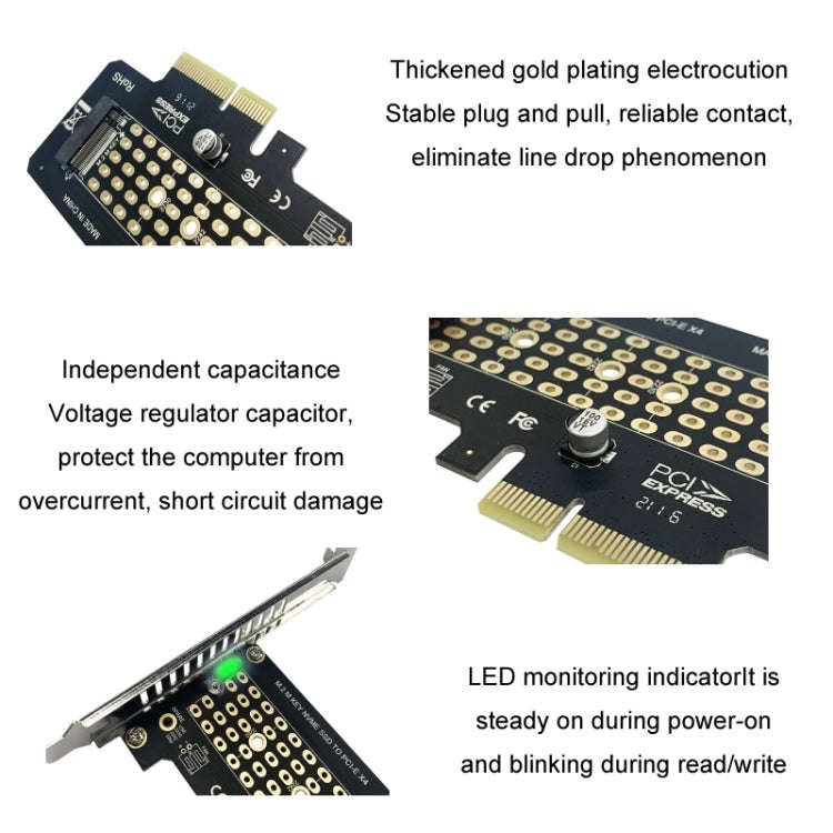 5pcs NVME Transfer Card M.2 To PCIE3.0/4.0 Full Speed X4 Expansion Card, Style: Half Height