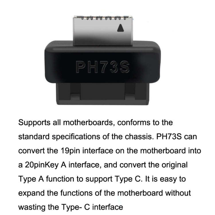 2pcs Mainboard USB3 19P/20P to TYPE-E Adapter Chassis Front TYPE-C/USB-C Plug Port(Black)