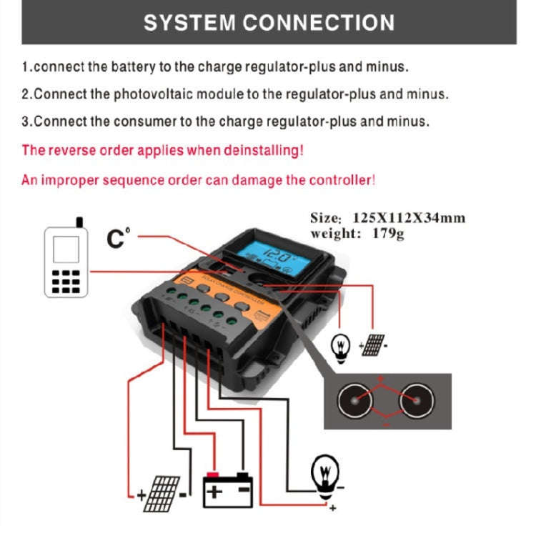 Dual DC Current 12V/24V Solar Controller LCD PWM Photovoltaic Power Generation Controller(30A)