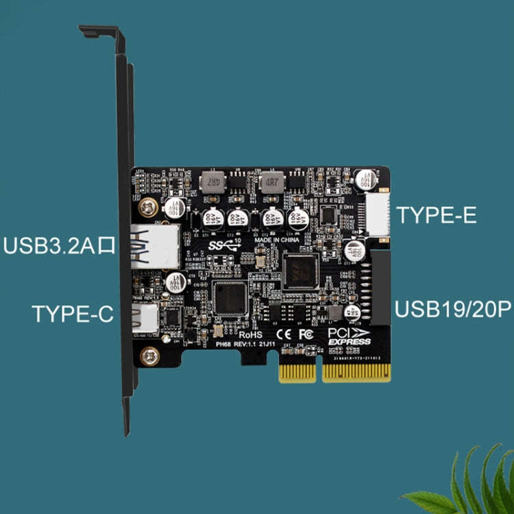 PCIE 3.0 To USB 3.2 Extension Card Type-C Port Front Type-E Expansion Riser Card(PH68)