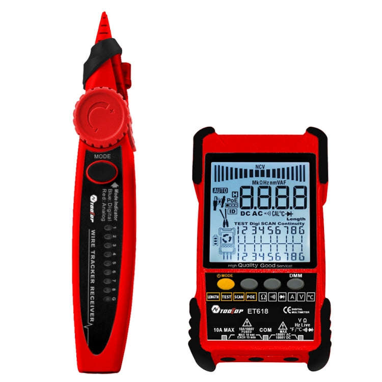 TOOLTOP 600m/1968ft Network Cable Length 2 in 1 Network Cable Finder Multimeter(7 pcs/set)