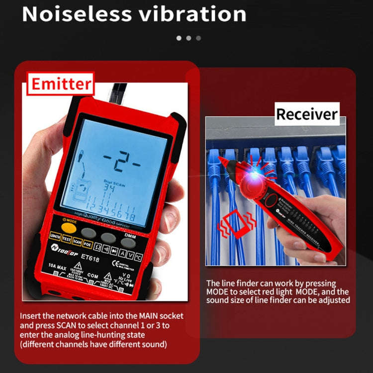 TOOLTOP 600m/1968ft Network Cable Length 2 in 1 Network Cable Finder Multimeter(7 pcs/set)