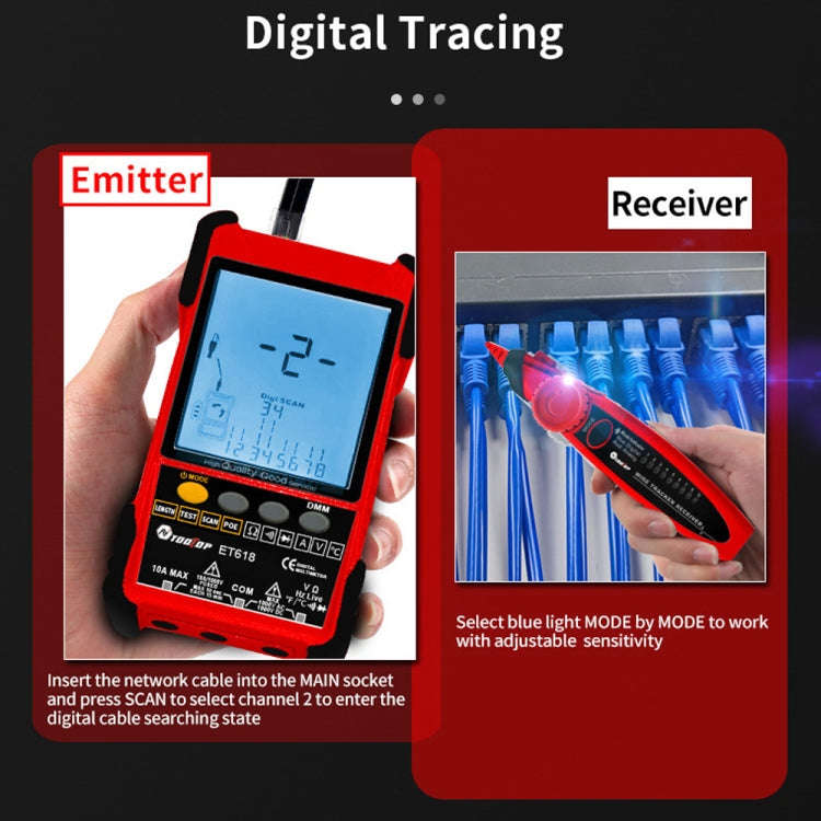 TOOLTOP 600m/1968ft Network Cable Length 2 in 1 Network Cable Finder Multimeter(7 pcs/set)