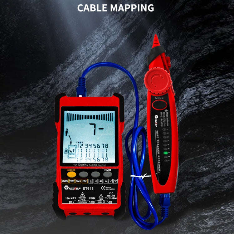 TOOLTOP 600m/1968ft Network Cable Length 2 in 1 Network Cable Finder Multimeter(7 pcs/set)