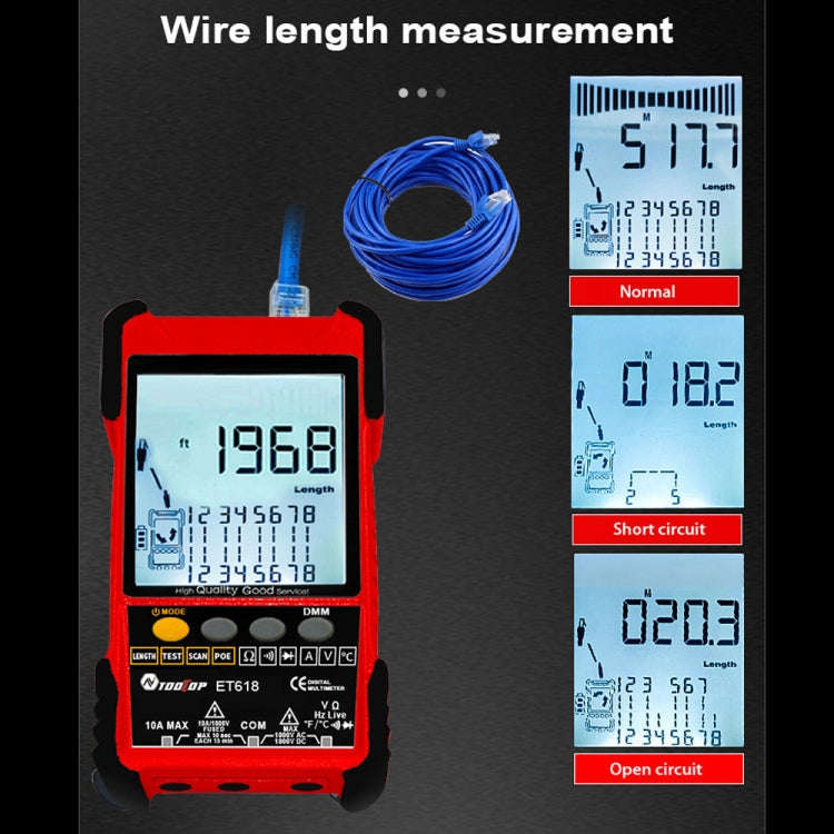 TOOLTOP 600m/1968ft Network Cable Length 2 in 1 Network Cable Finder Multimeter(7 pcs/set)