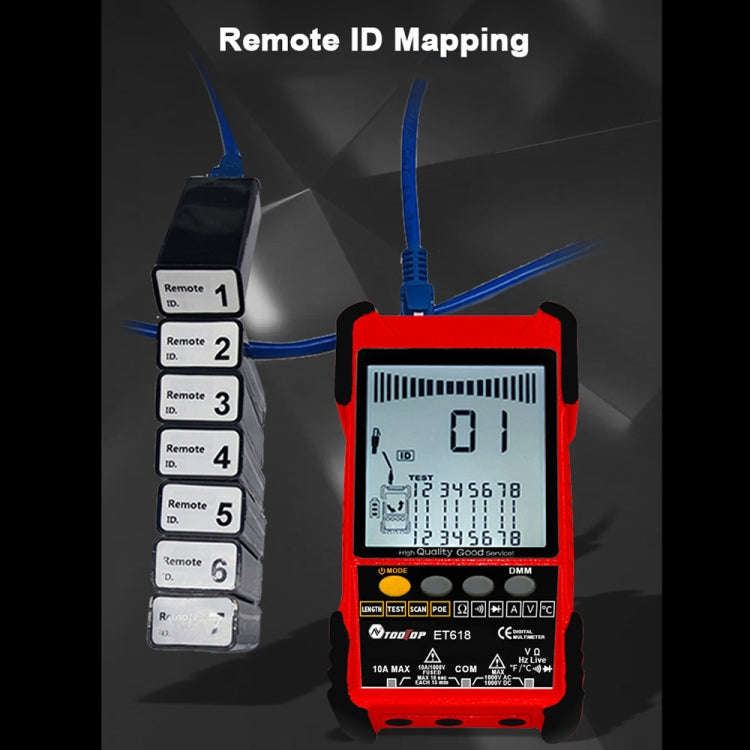 TOOLTOP 600m/1968ft Network Cable Length 2 in 1 Network Cable Finder Multimeter(7 pcs/set)