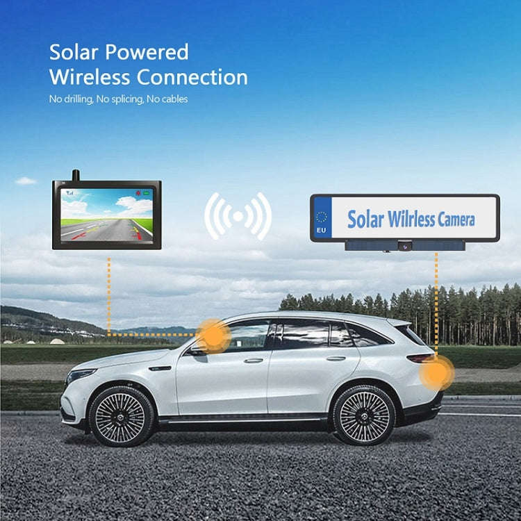 Solar Powered Rear View System Reversing Wireless Transmission Car Camera Display(RC01)