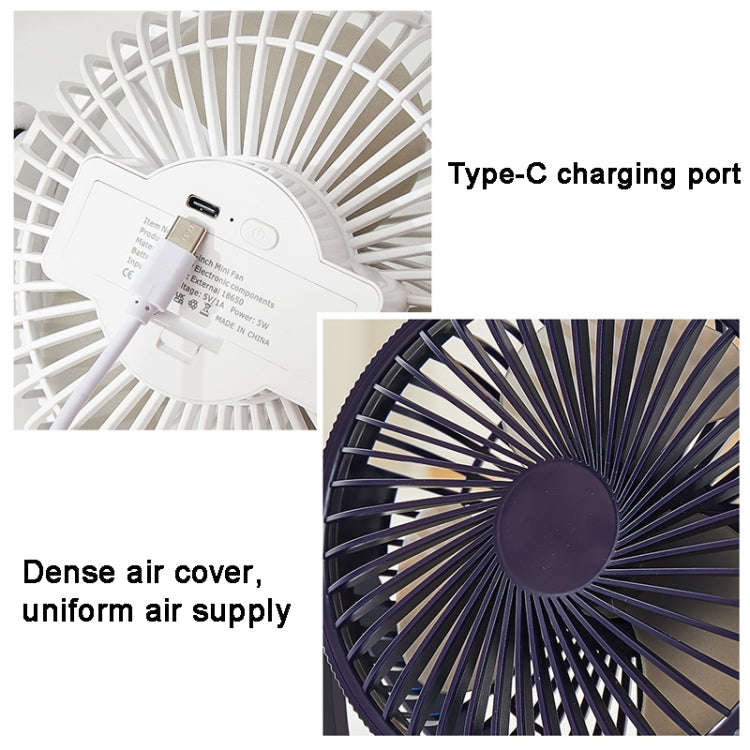 3-in-1 Electric Fan Wall Mounted Desktop Quiet Brushless Turbine Mini Fan, Style: Rechargeable(Wh...