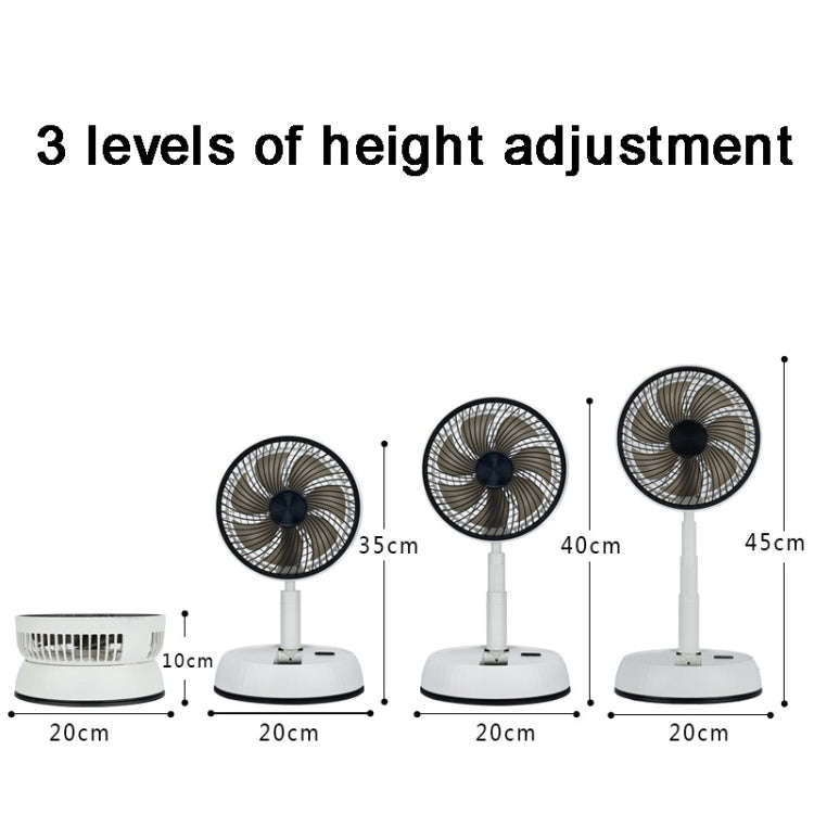8-inch Portable Folding Telescopic Fan Can Shake Head with Timing & Remote Control(White 5400  mAh)