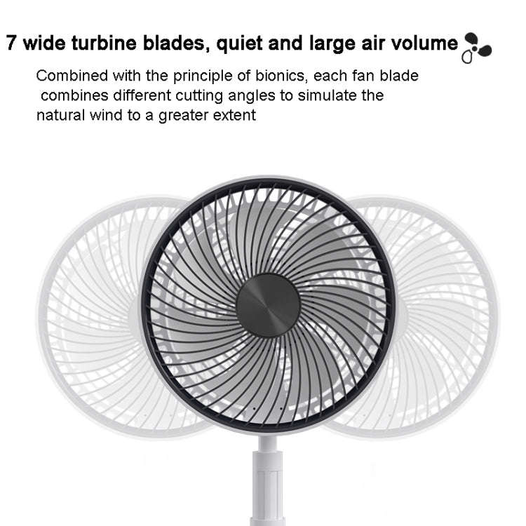 8-inch Portable Folding Telescopic Fan Can Shake Head with Timing & Remote Control(White 5400  mAh)