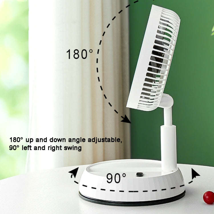 8-inch Portable Folding Telescopic Fan Can Shake Head with Timing & Remote Control(White 5400  mAh)