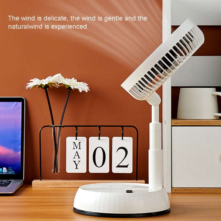 8-inch Portable Folding Telescopic Fan Can Shake Head with Timing & Remote Control(White 5400  mAh)