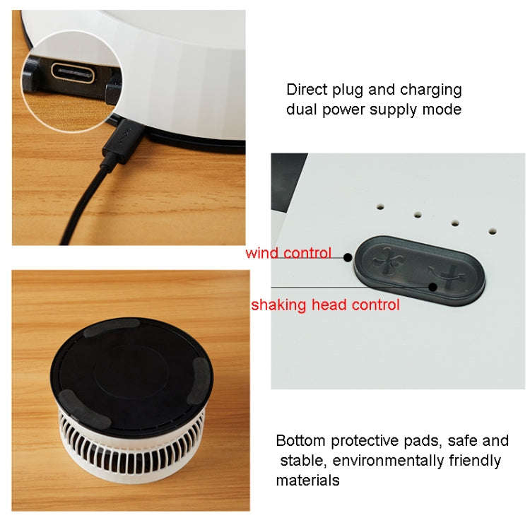 8-inch Portable Folding Telescopic Fan Can Shake Head with Timing & Remote Control(White 5400  mAh)
